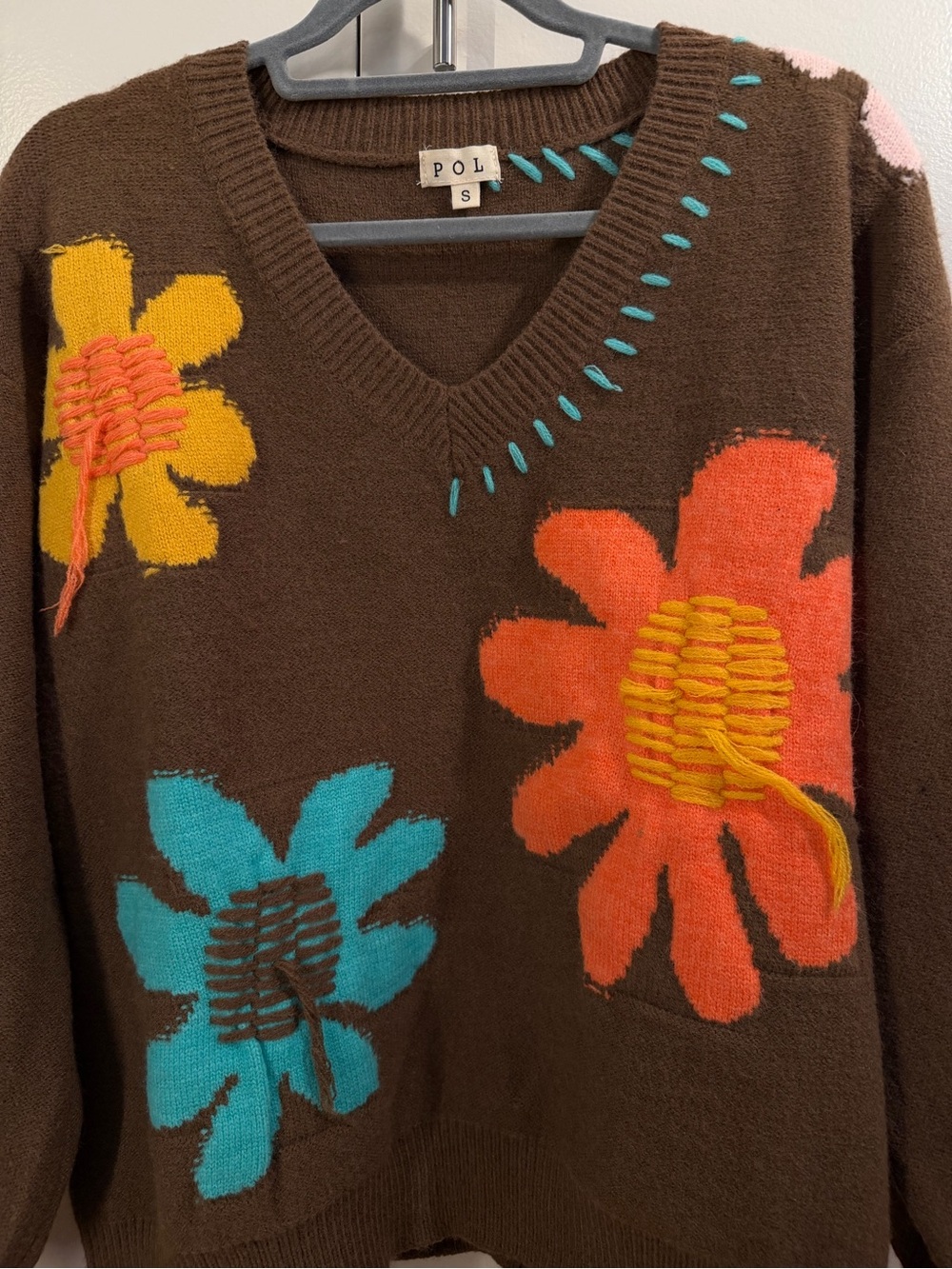 Pol Groovy Bloom Balloon Sleeve Floral Sweater